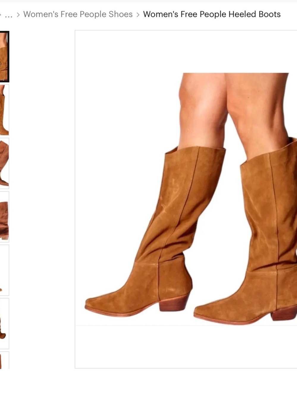Free People Tan Suede Mid-Calf Heeled Boots